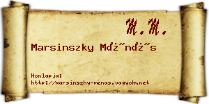 Marsinszky Ménás névjegykártya